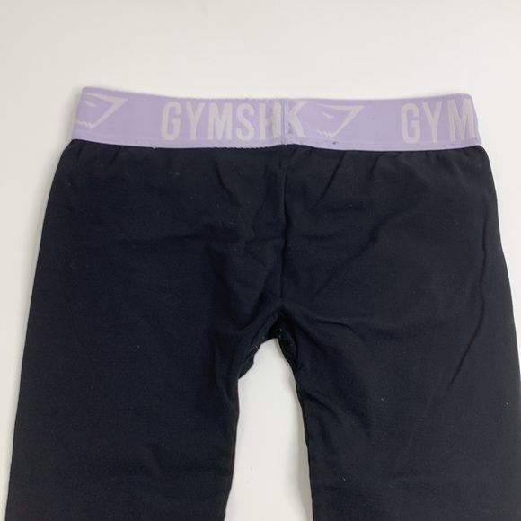 GYMSHARK Crop Capri Leggings Black Purple Secure waistband Stretchy Size Small - Picture 6 of 12